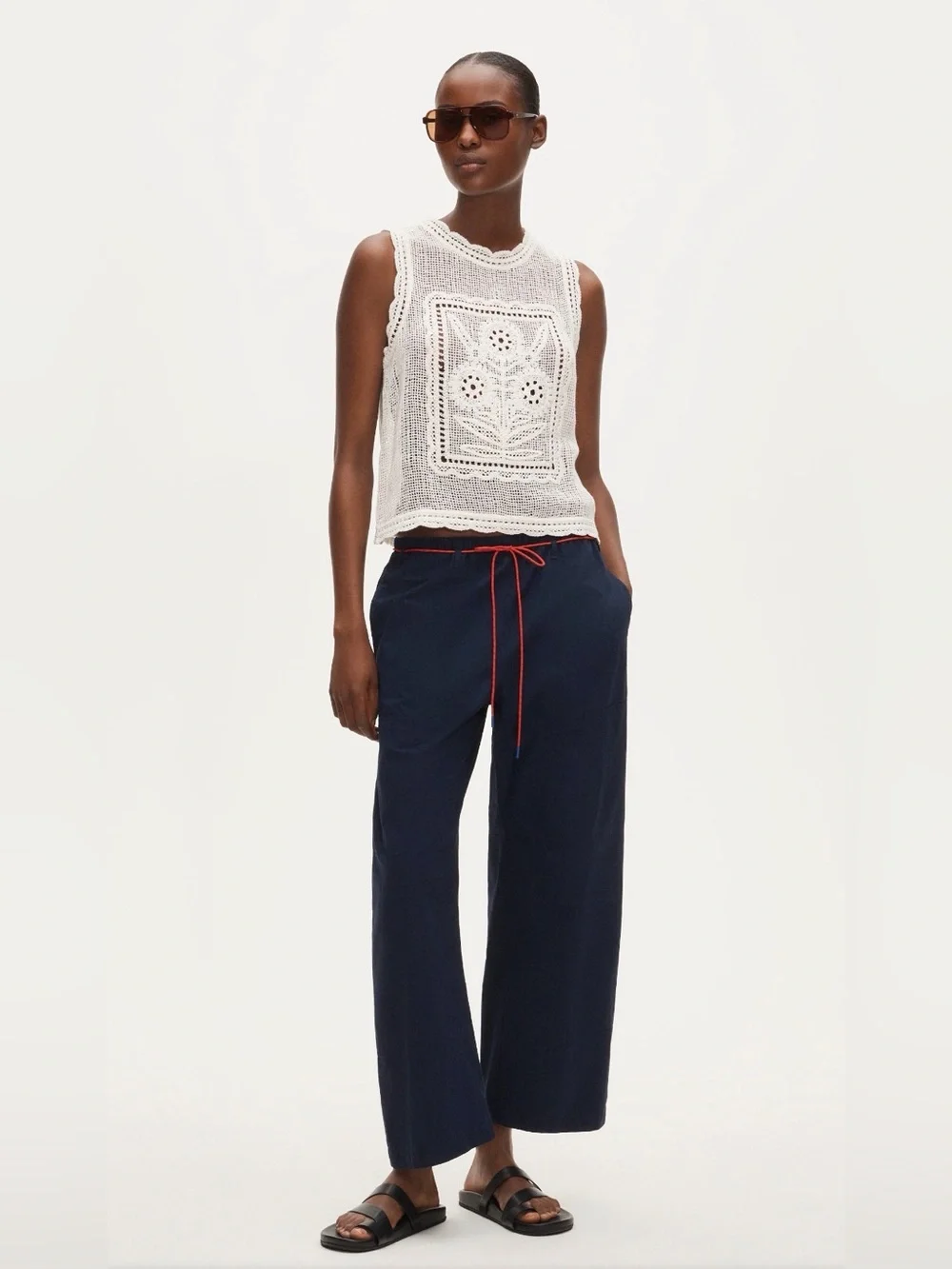 J.Crew Luna Pant with Removable Paracord Navy Size M NWT